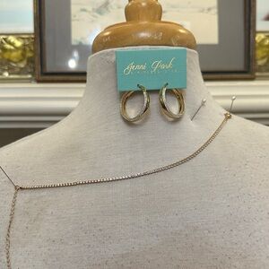 Gold & Rhinestone Hoop Earrings and Bracelet